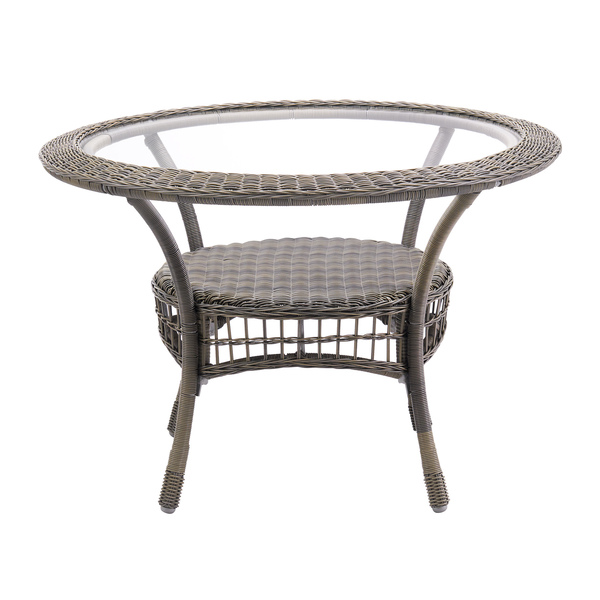 Alaterre Furniture Carolina 42" Diameter All-Weather Wicker Outdoor Dining Table with Glass Top AWWM02MM